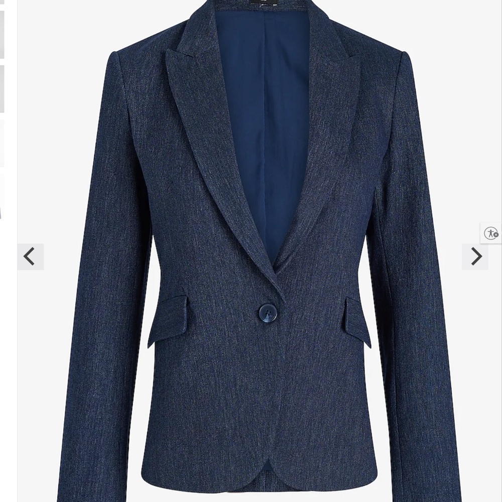 Express Editor Fitted One Button Blazer Heather B… - image 1